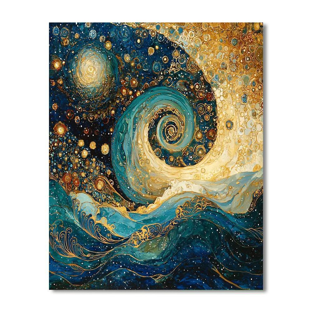 Gustav Klimt Inspired Celestial Symbiosis  Number Painting