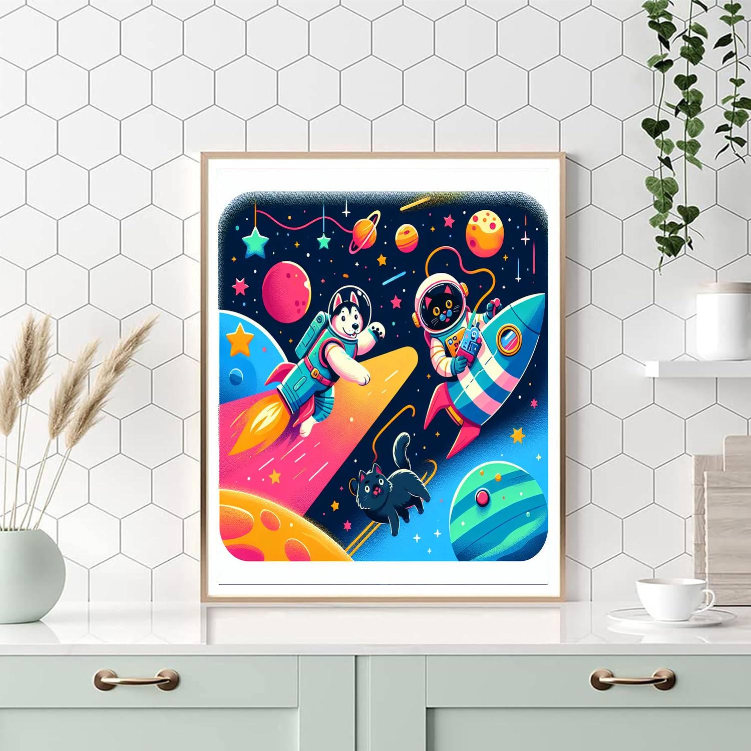 Animal Adventures In Space Painting By Numbers Kit