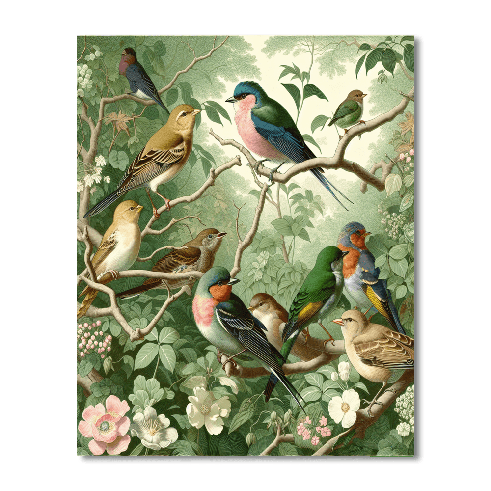 Elegant Bird Sanctuary Paint By Numbers