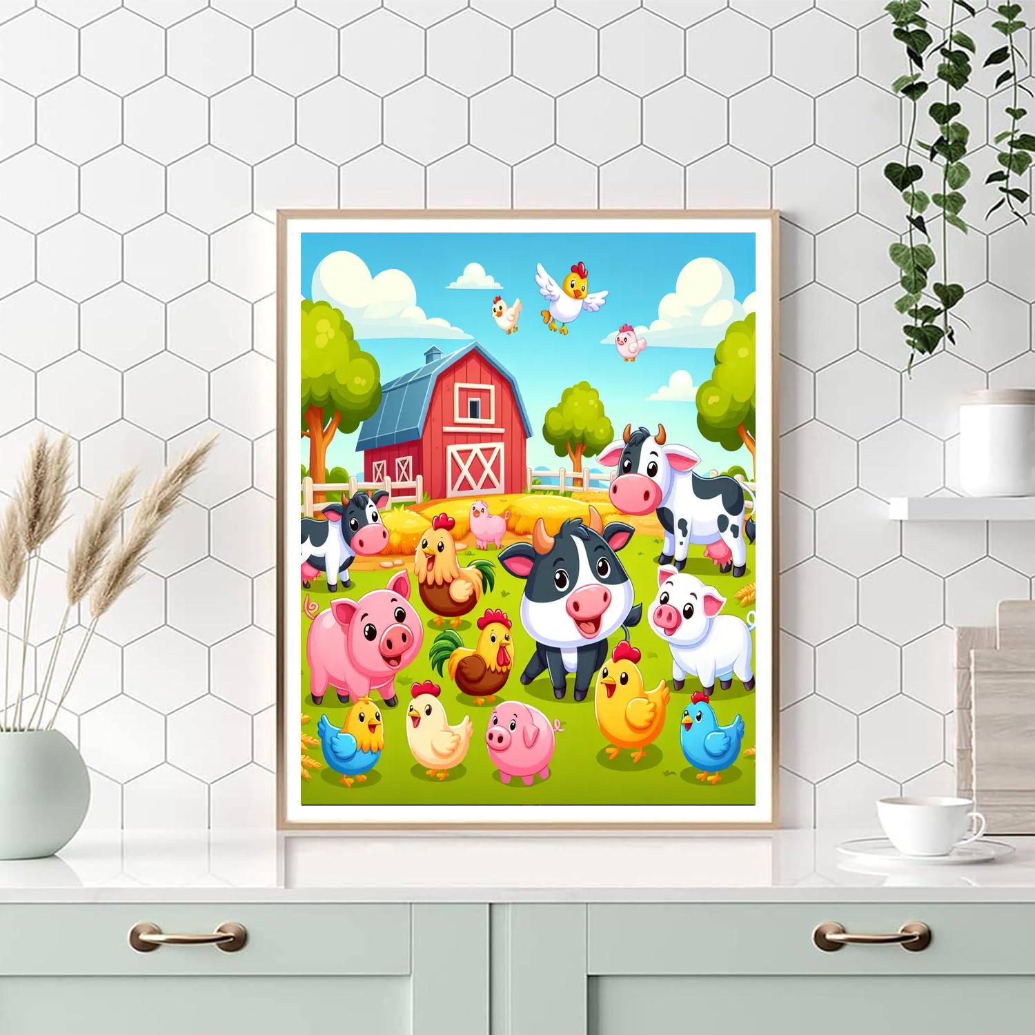 Animal Adventures At The Farm Painting Number Kit