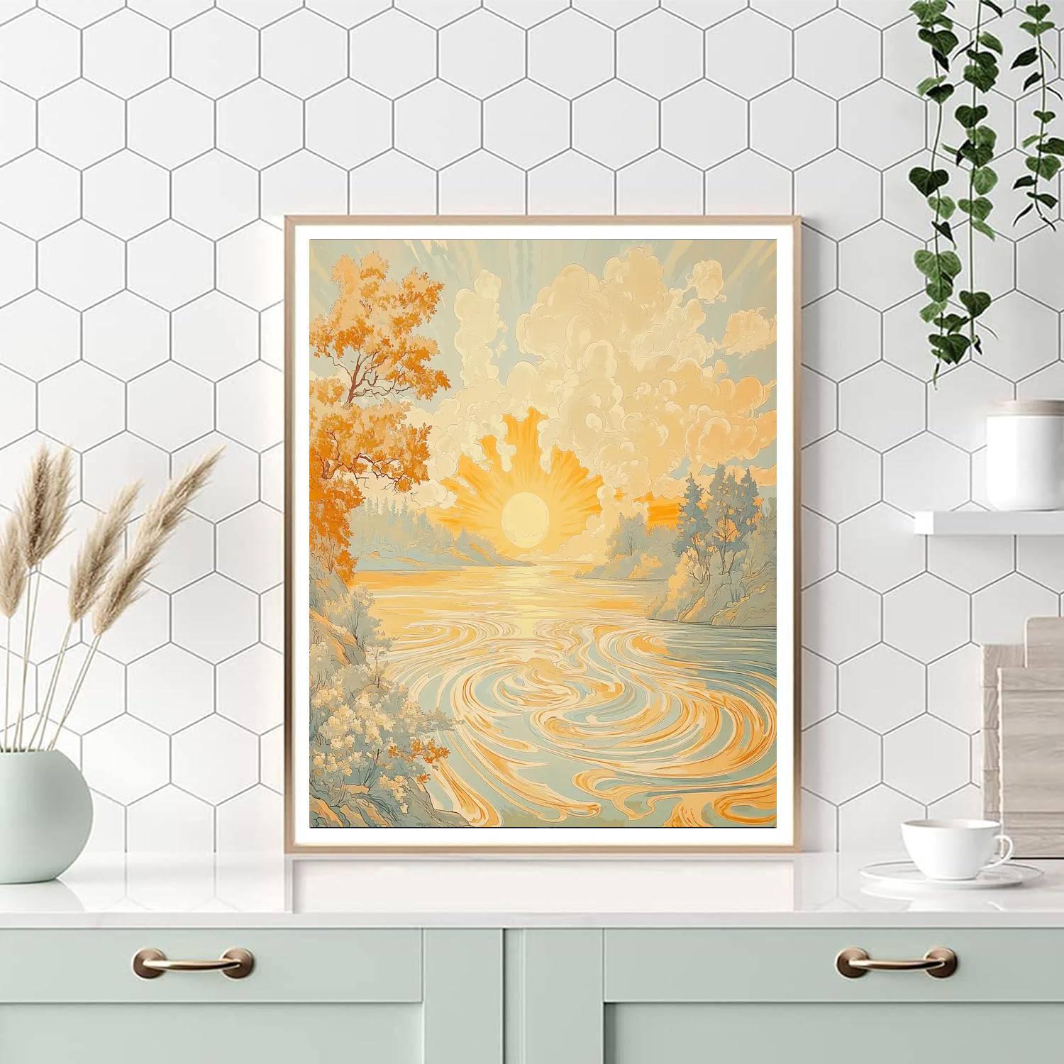 Alphonse Mucha Inspired Radiant Dawn Tranquility  Painting Number Kit