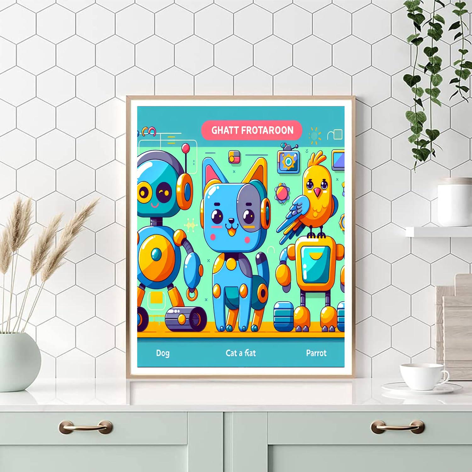 Sassy Robot Pets Painting By Numbers Kit