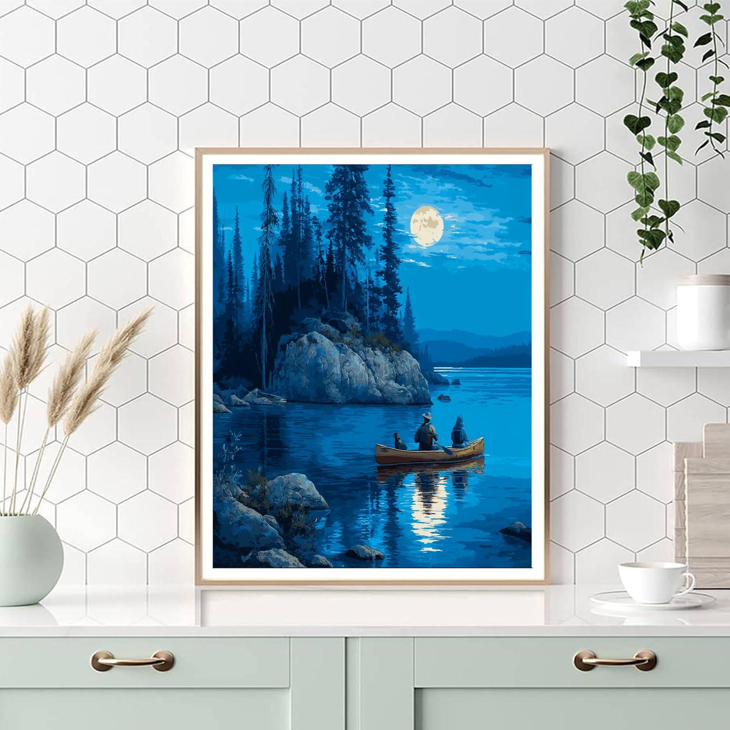 Moonlit Paddle Number Painting