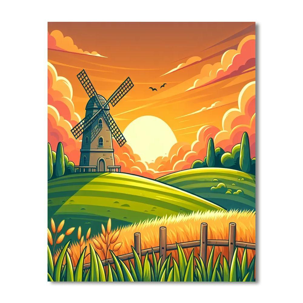 Windy Windmill Wonder Paint By Numbers