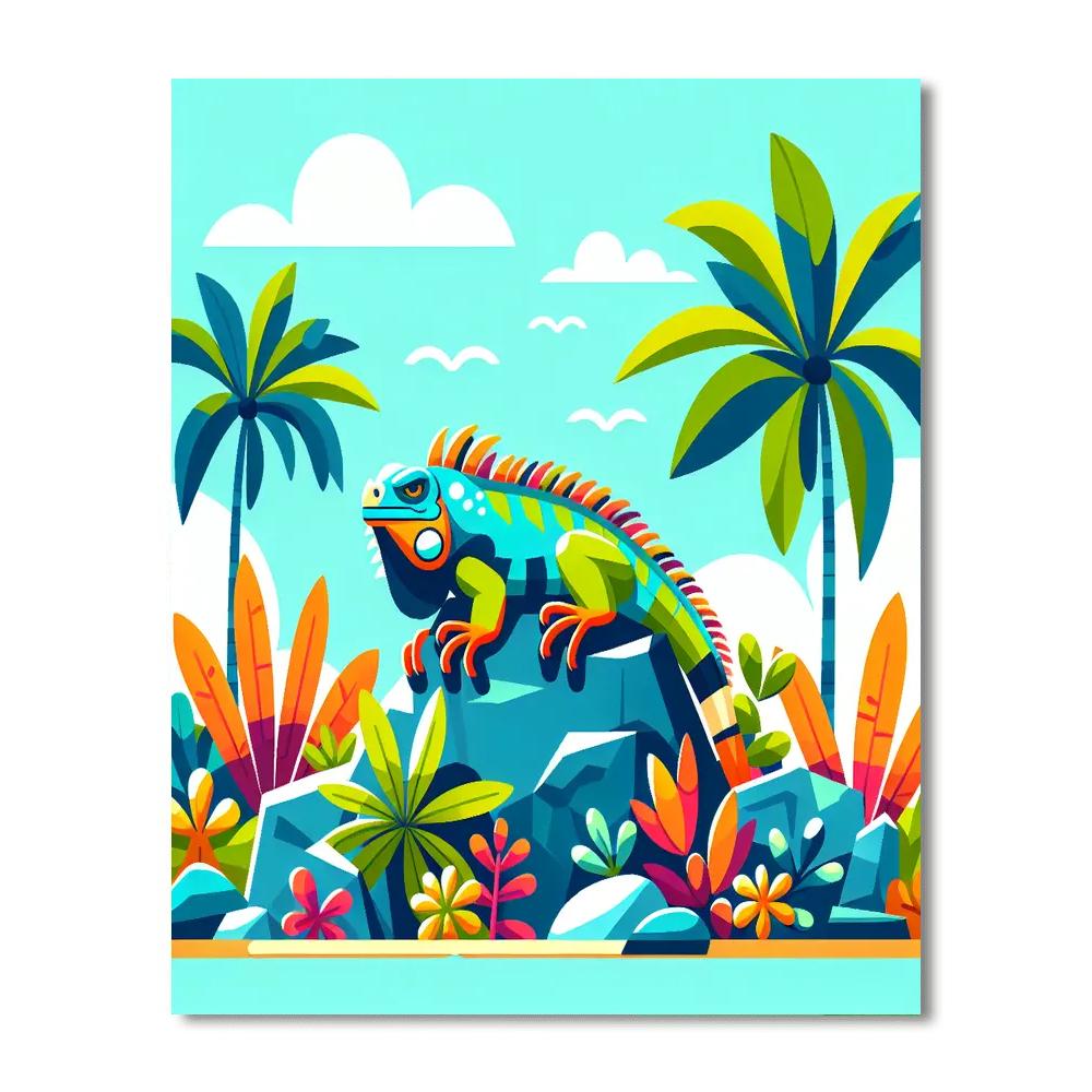 Incredible Iguana Island Painting Number Kit