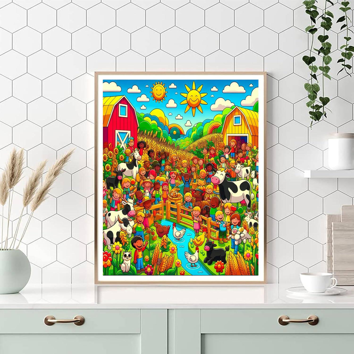 Cheerful Farm Fun Paint By Numbers Kits