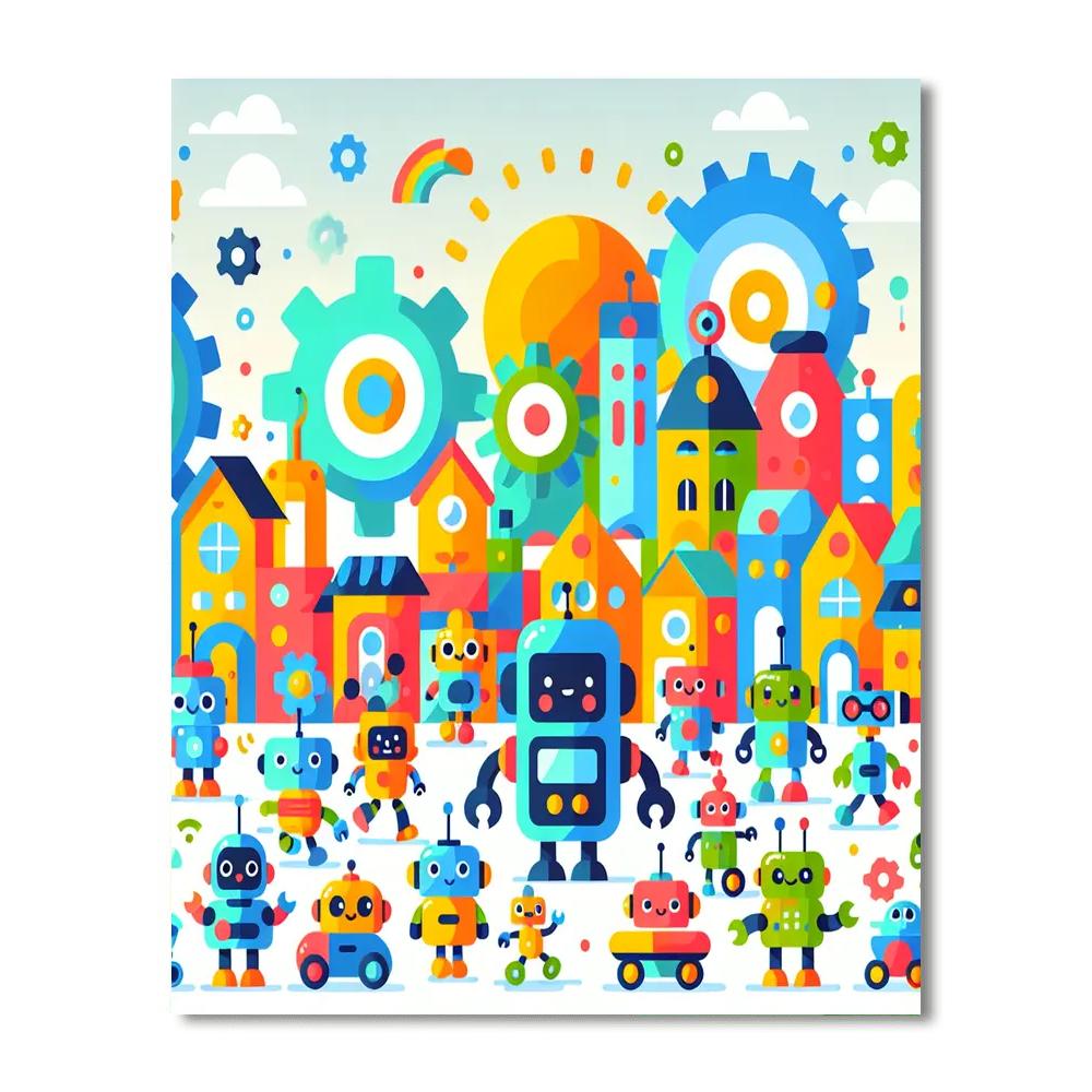 Fantasy Robot World Paint By Numbers