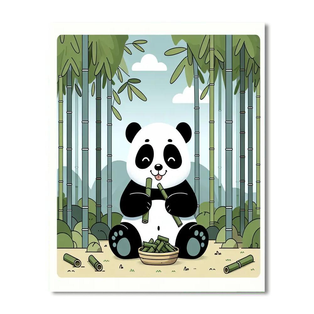 Panda's Peaceful Bamboo Retreat Paint By Numbers