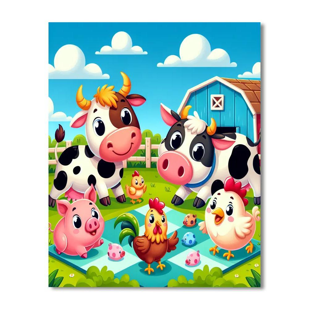 Funny Farmyard Animals Painting By Numbers Kit
