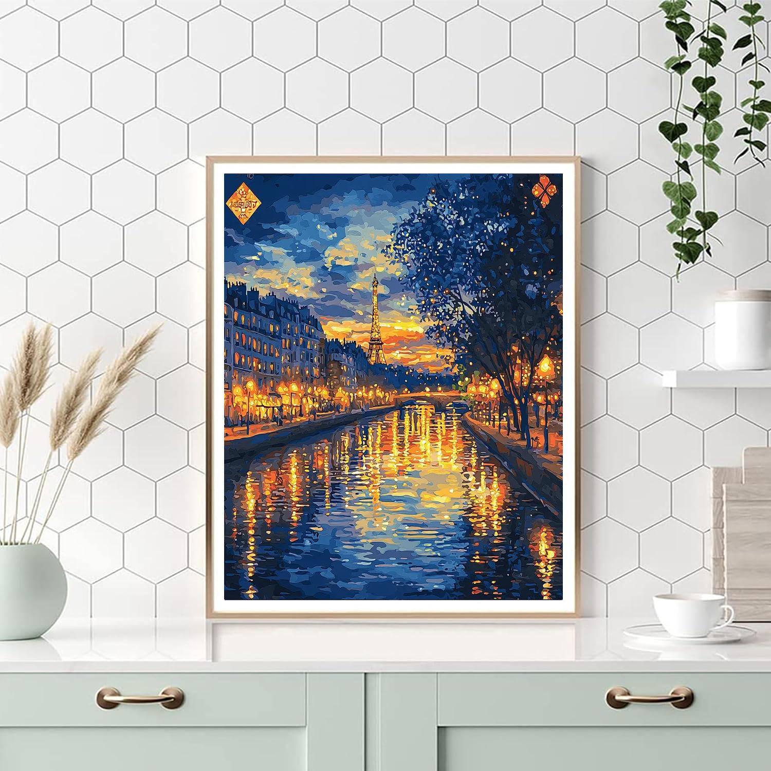 Camille Pissarro Inspired Glimmering Cityscape Reflections  Paint By Color
