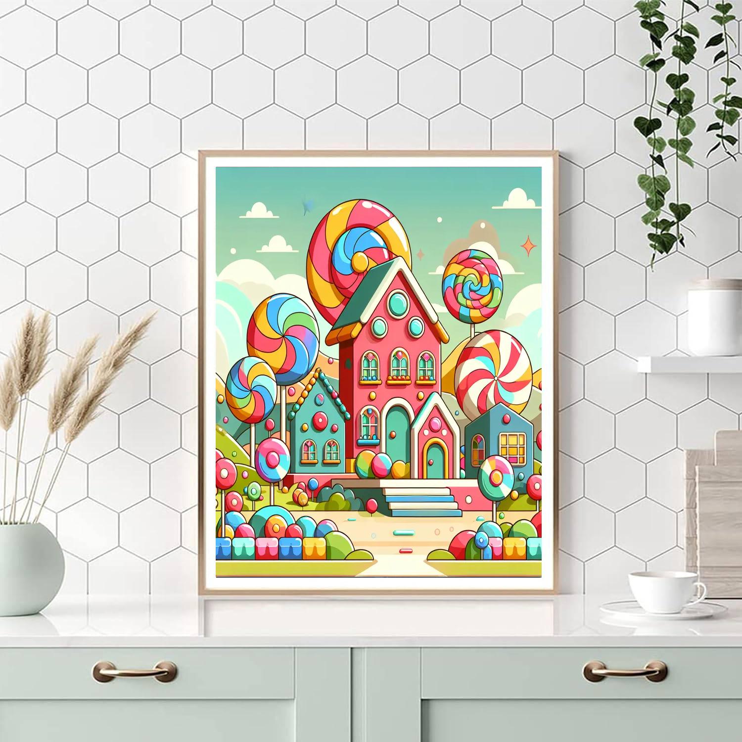 Charming Candy Village Paint By Numbers Art