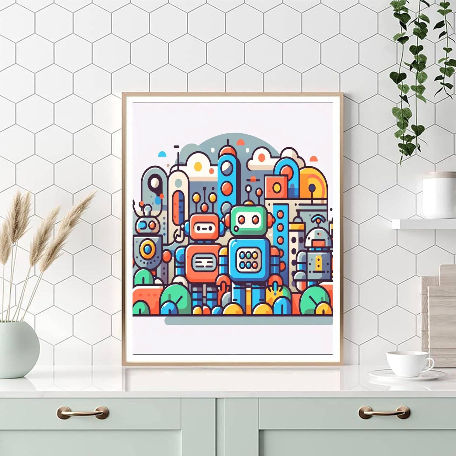 Futuristic Robot Land Paint By Numbers Kits