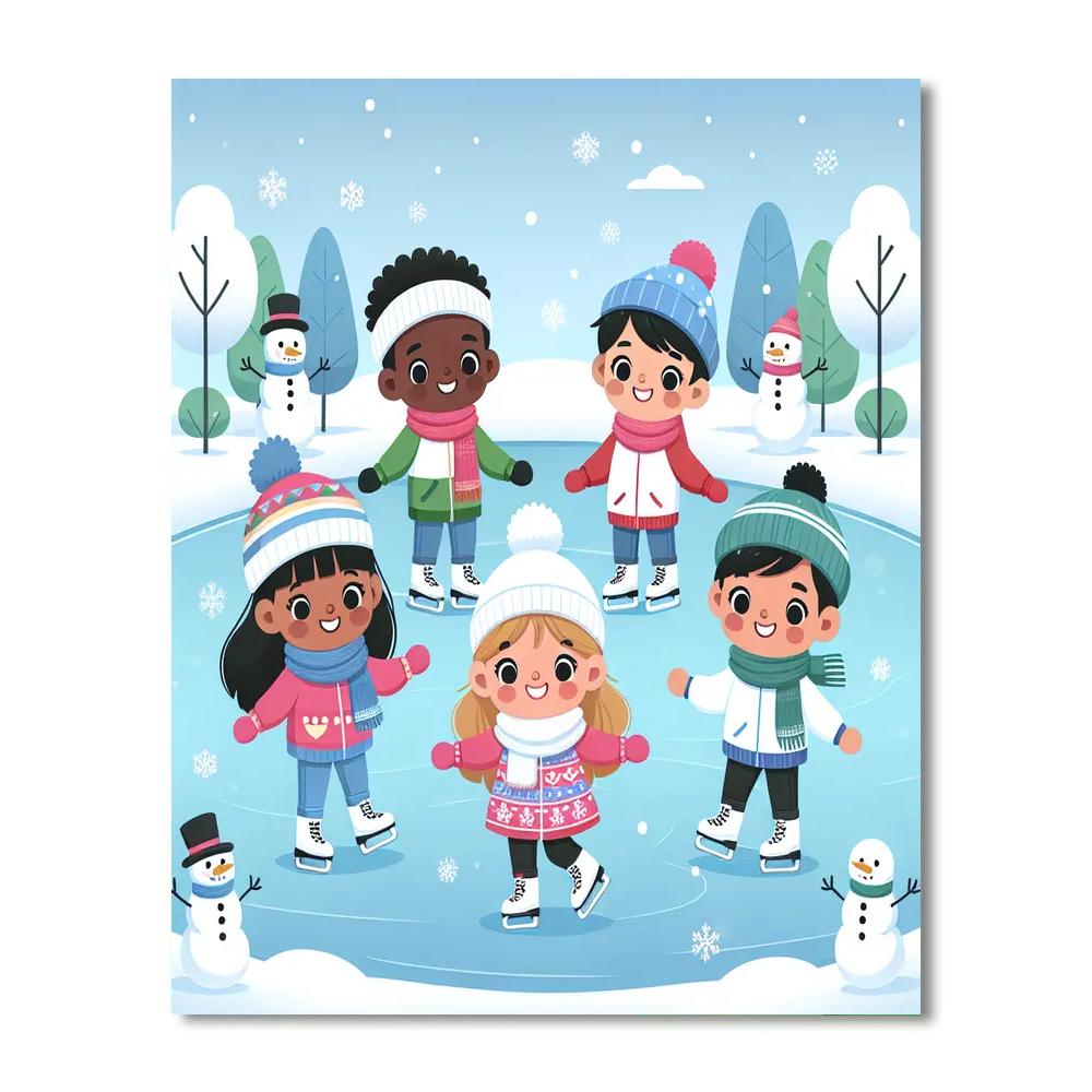 Winter Wonderland Skating Party Painting By Numbers Kit