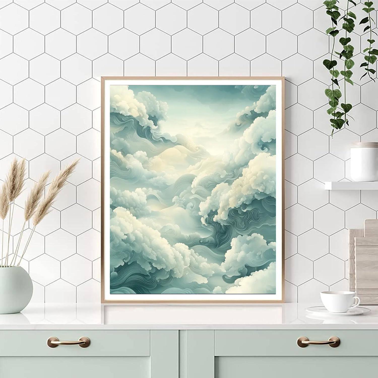 Zhao Mengfu Inspired Flow Of Tranquil Clouds  Paint By Color