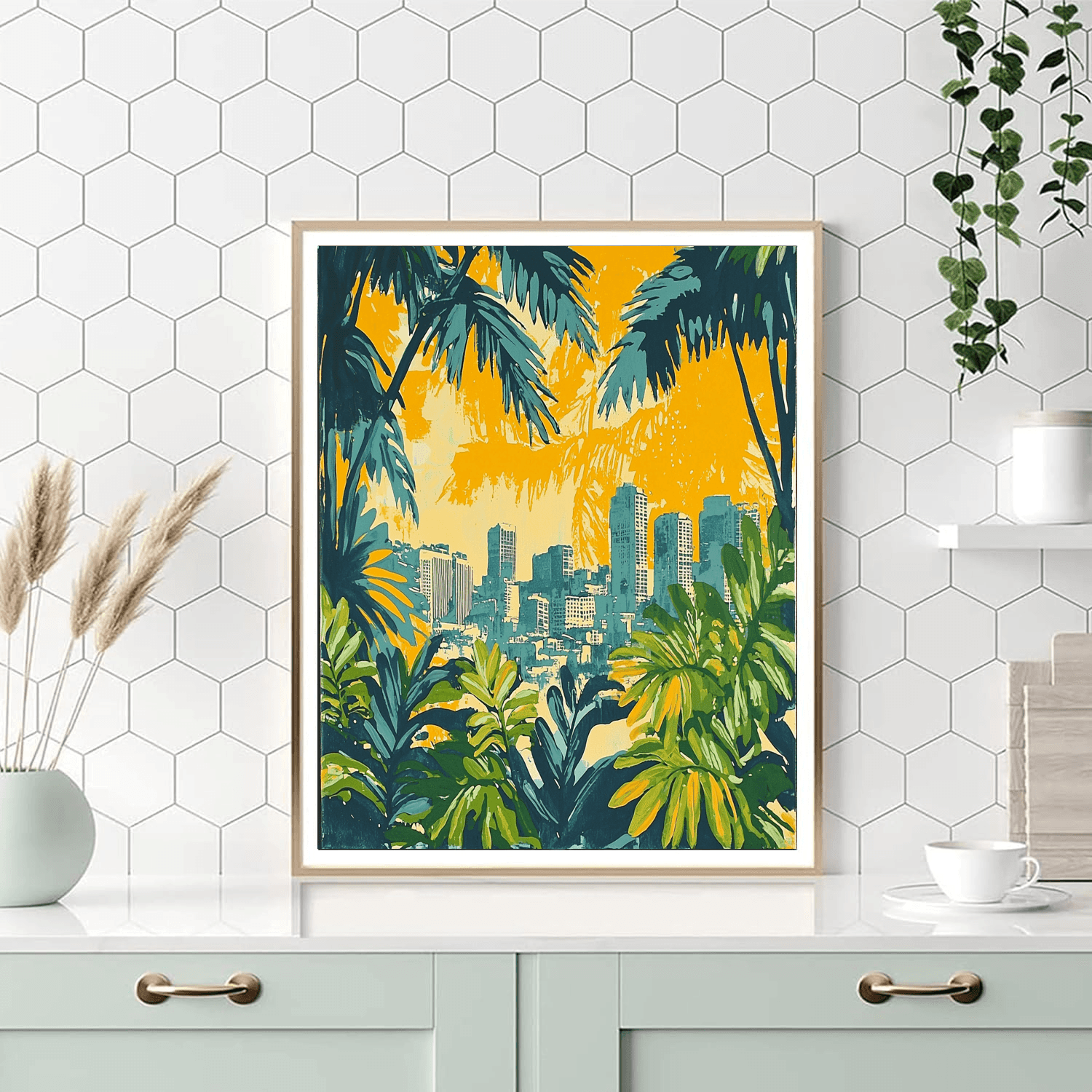 Contemporary Street Art Inspired Inspired Tropical Urban Oasis  Paint By Number