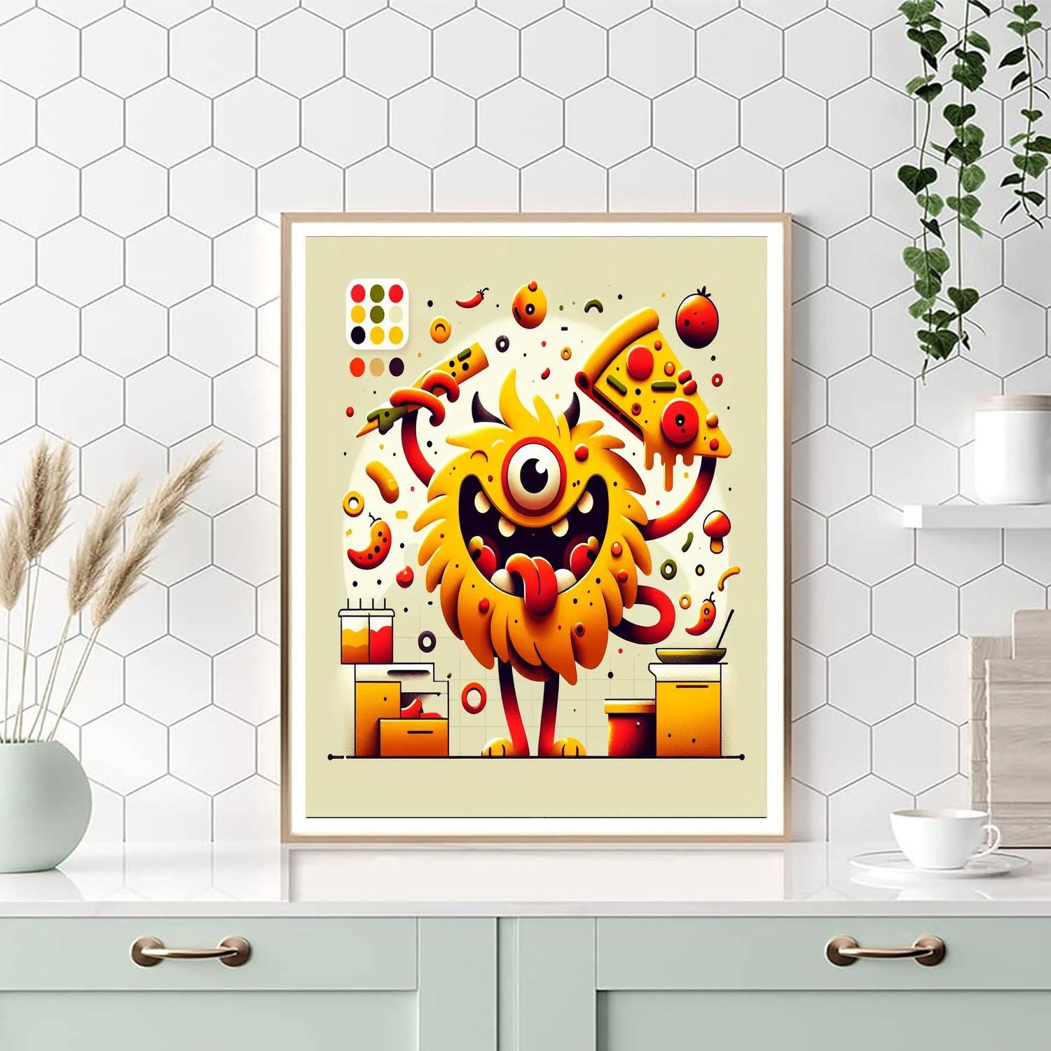 Silly Pizza Monster DIY Paint By Numbers