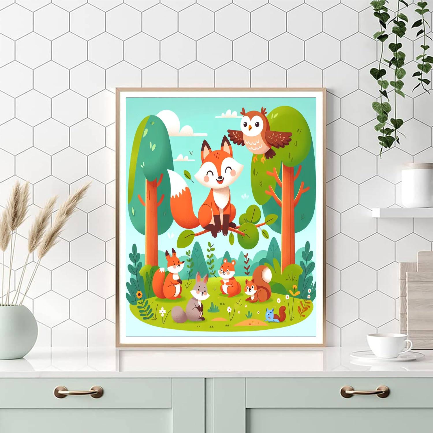 Cozy Woodland Scene Numbered Painting Kits