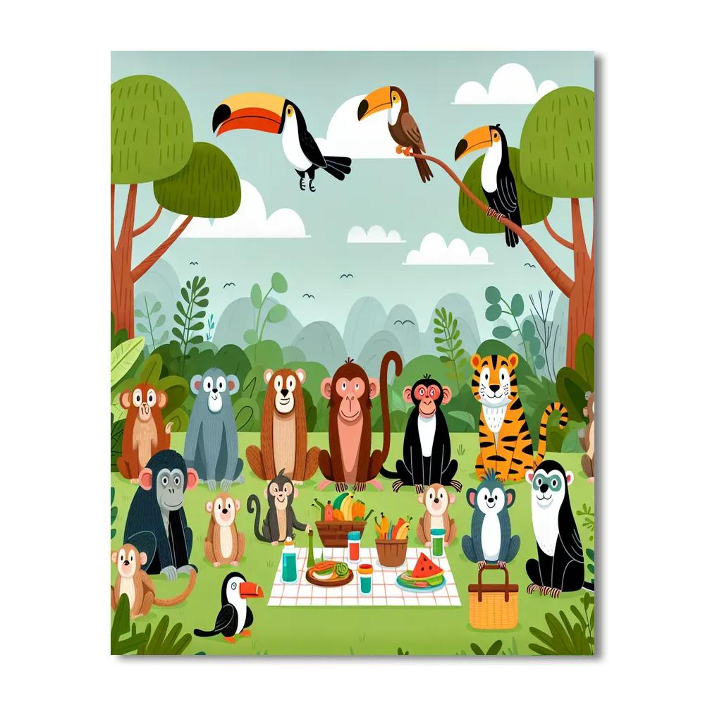 Joyful Jungle Picnic Painting By Numbers Kit