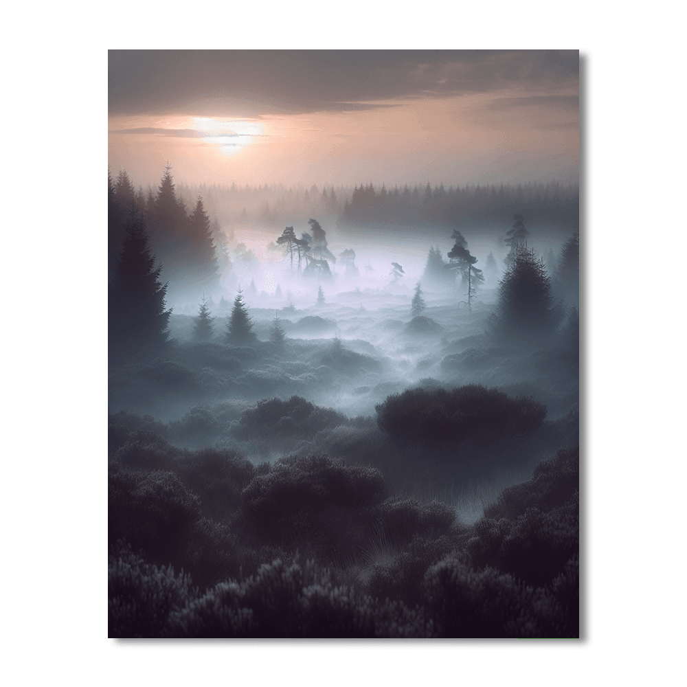 Mystic Foggy Moor Number Painting