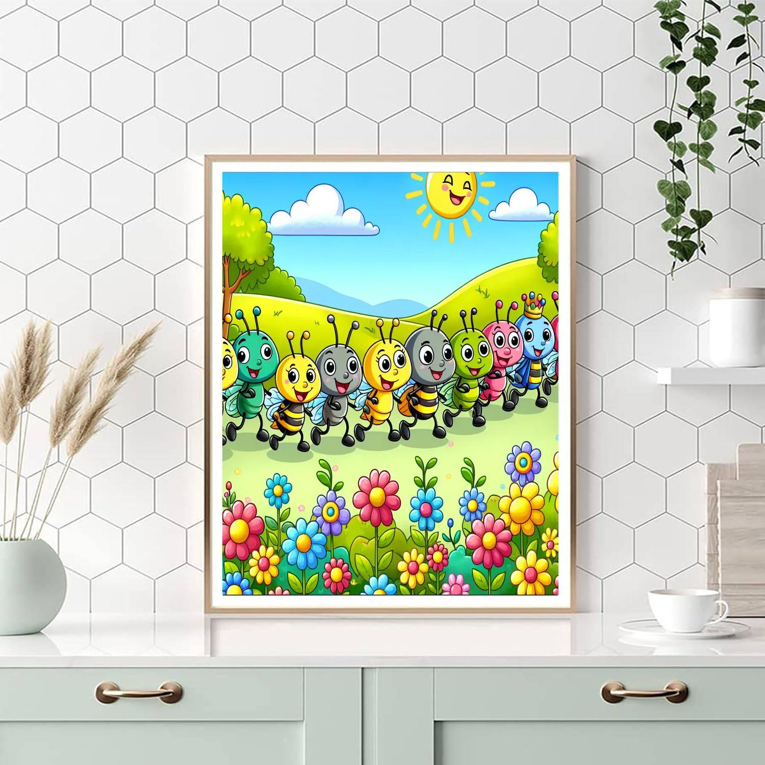 Colorful Bug Safari Paint By Numbers Art