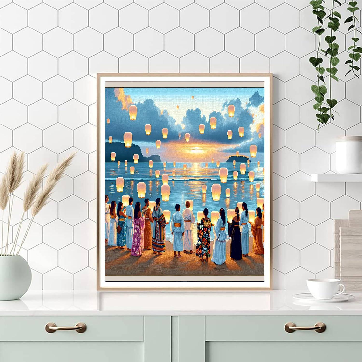 Lantern Floating Festival - Hawaii Paint By Color