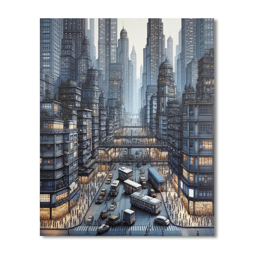 Industrial Cityscape Vista Painting Number Kit