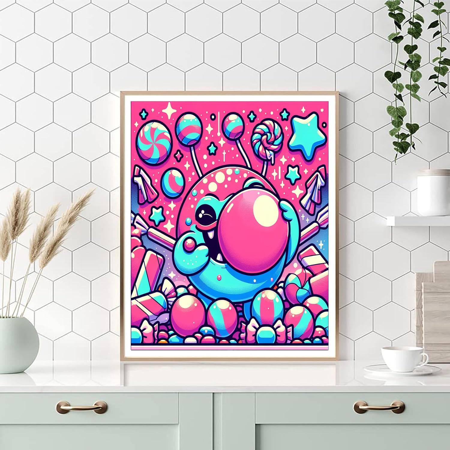 Bubbly Bubblegum Monster DIY Paint By Numbers