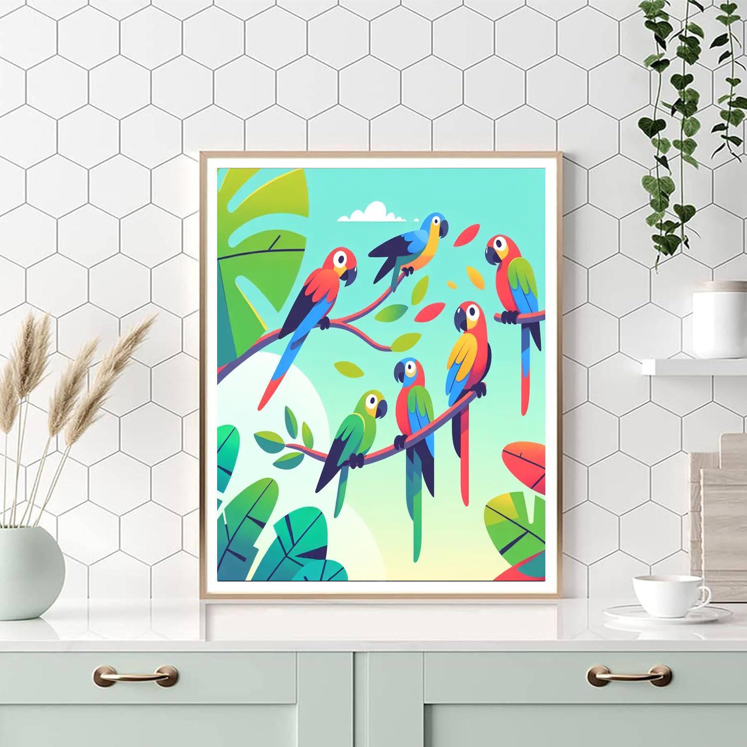 Joyful Parrot Playground Paint By Number