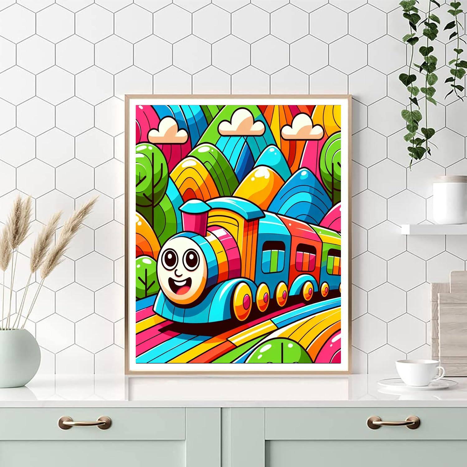 Colorful Trains Paint By Numbers Art