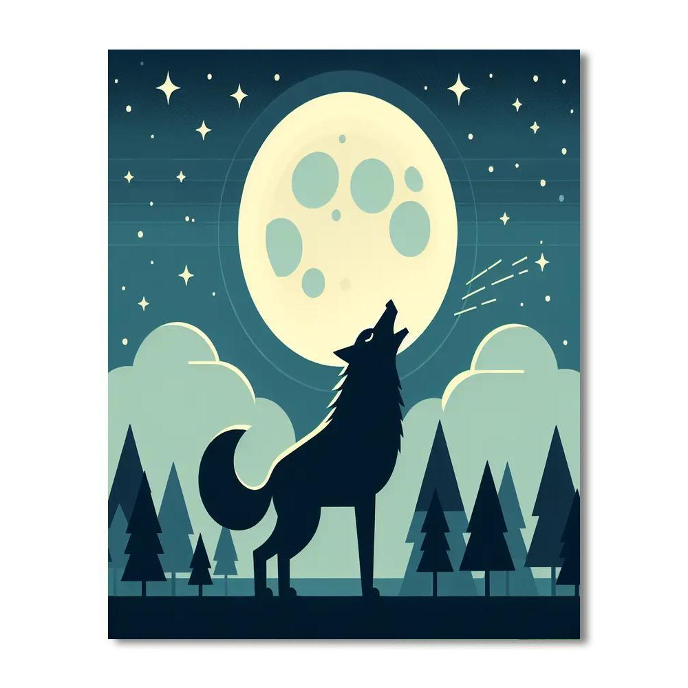 Moonlight Wolf Howl Paint By Numbers Art
