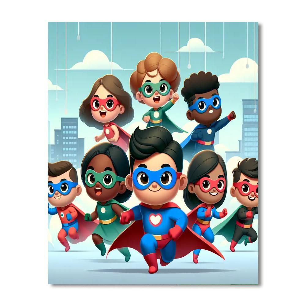 Little Superheroes Unite Numbered Painting Kits