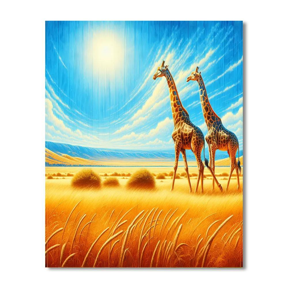 Giraffes On Safari Numbered Painting Kits