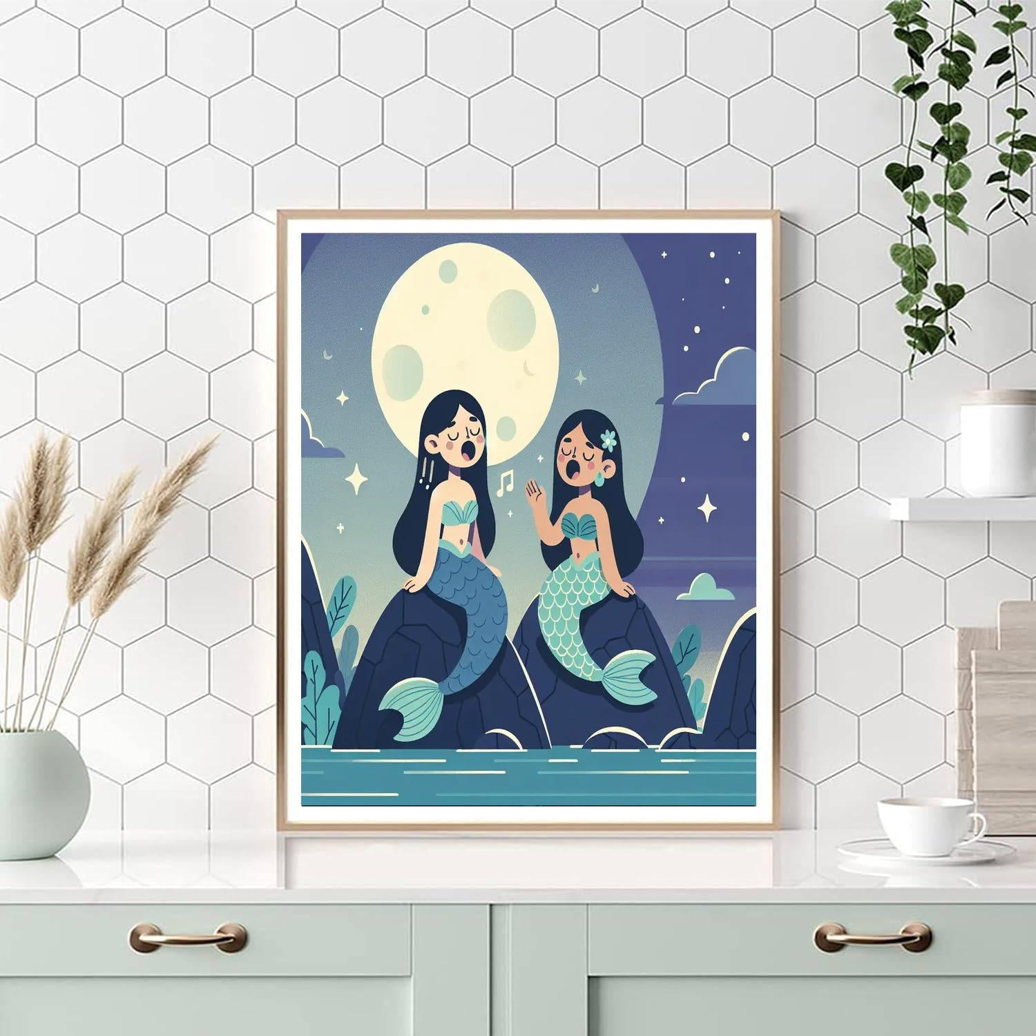 Moonlit Mermaid Serenade Paint By Numbers Art