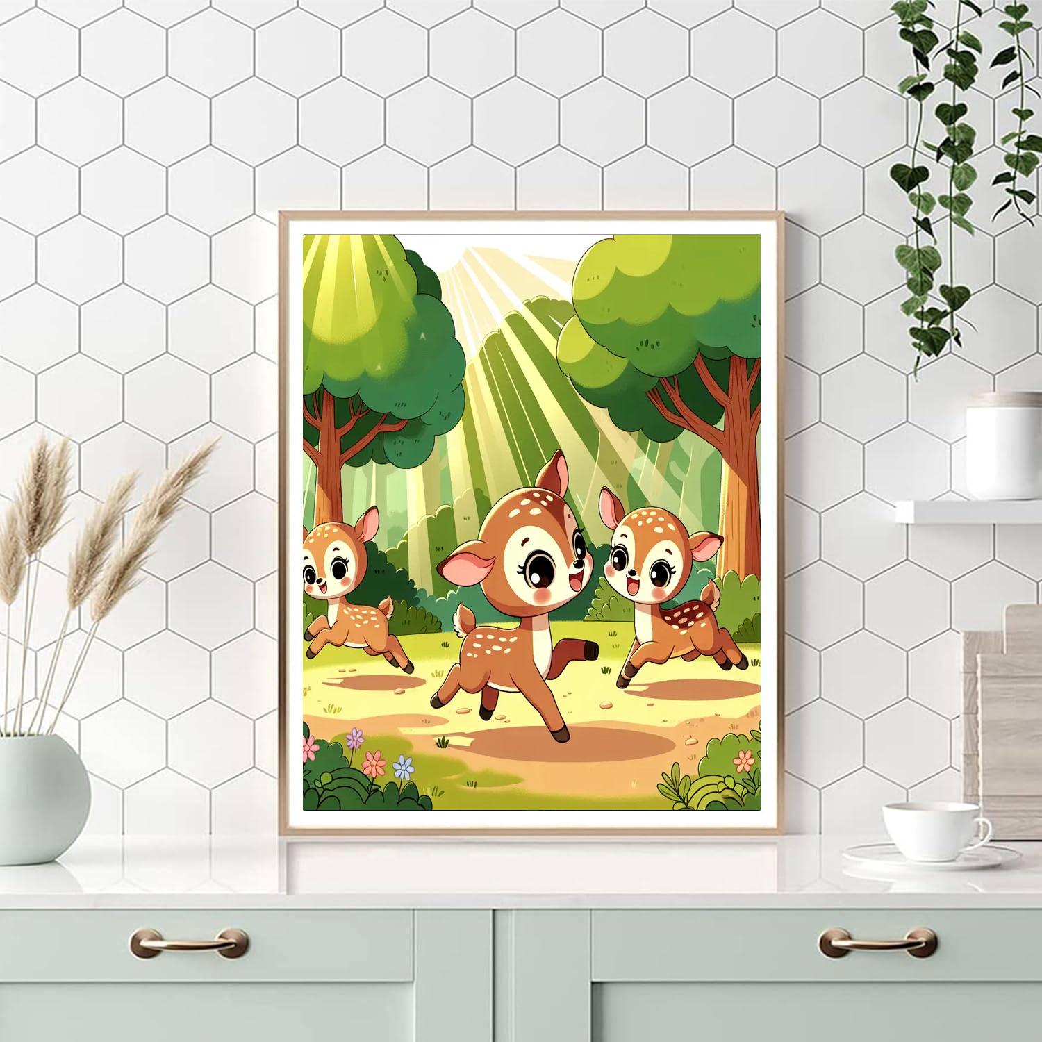 Frolicking Forest Fawns Paint By Numbers Art