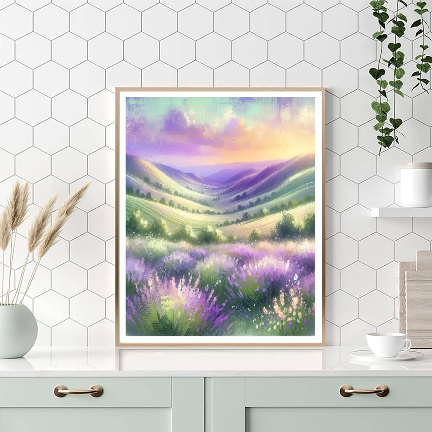 Dreamy Lavender Hillside Number Painting