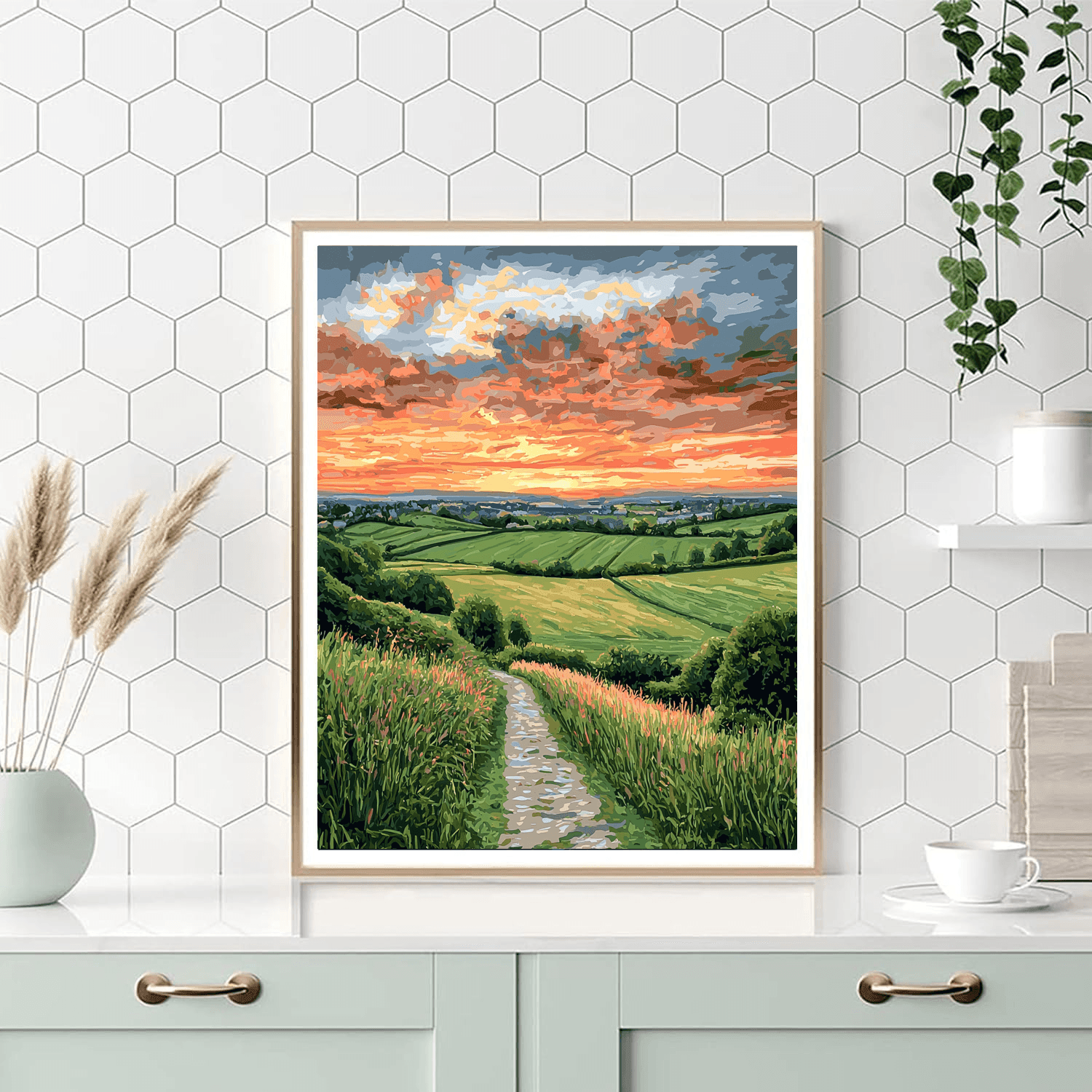 John Constable Inspired Twilight Over The Fields  Paint By Numbers Art