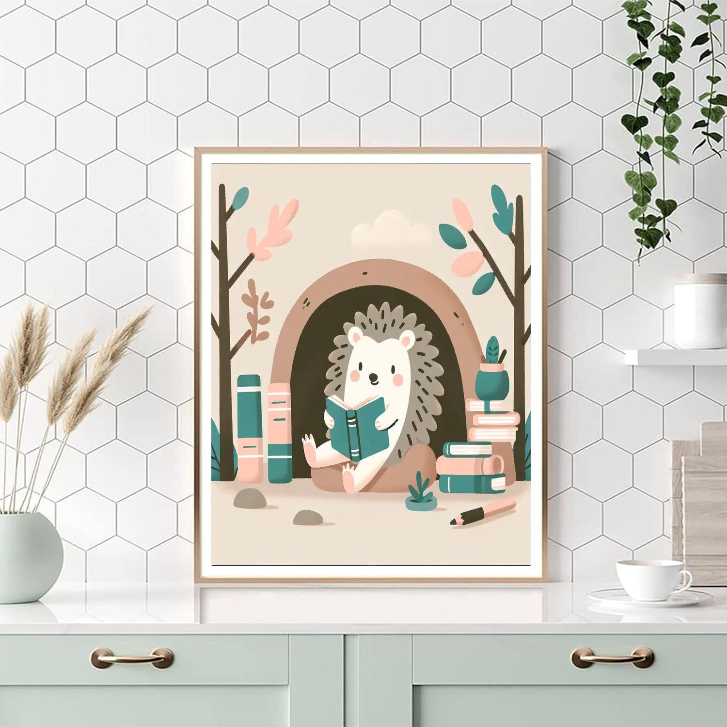 Wise Hedgehog's Reading Den Paint By Color