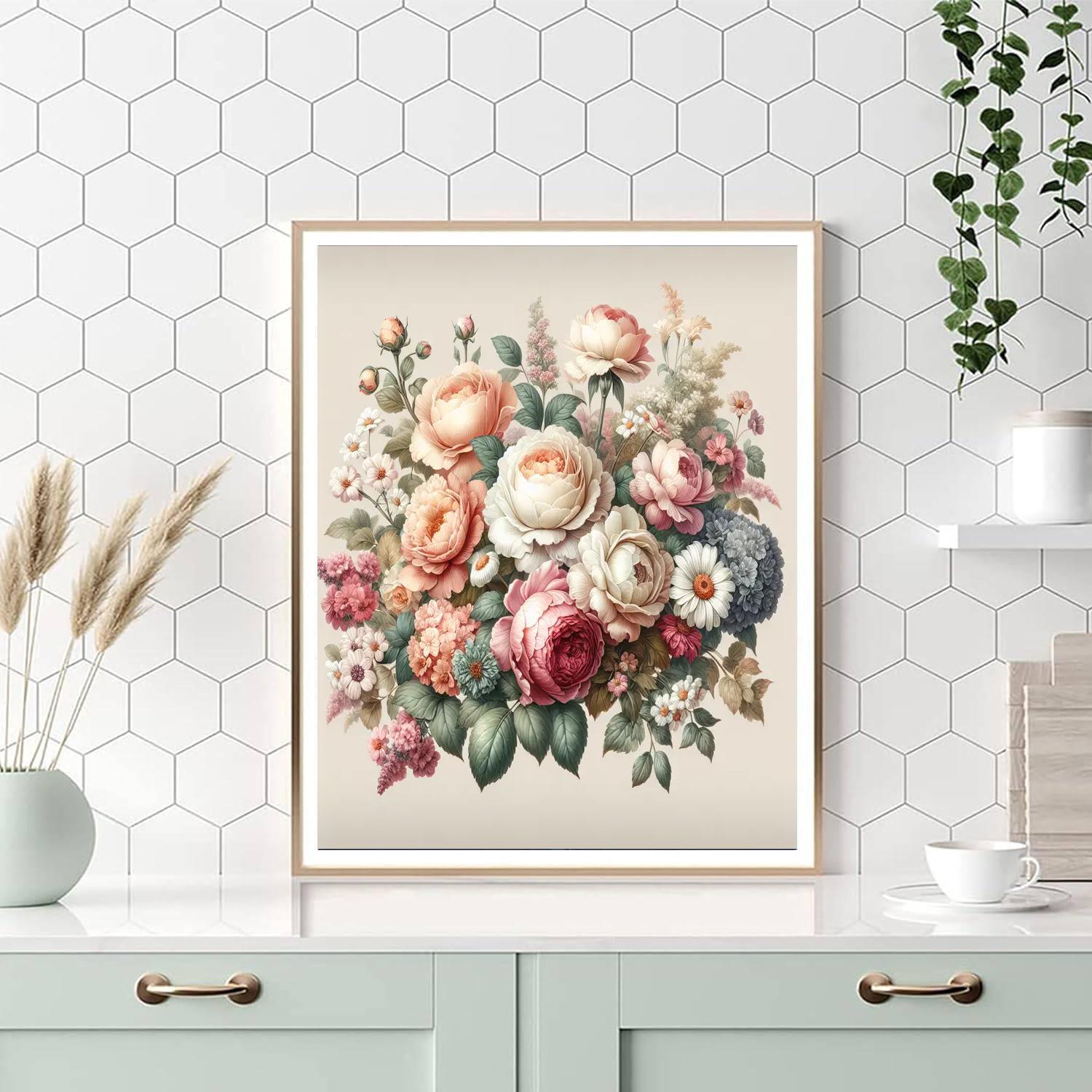 Vintage Floral Composition Painting Number Kit