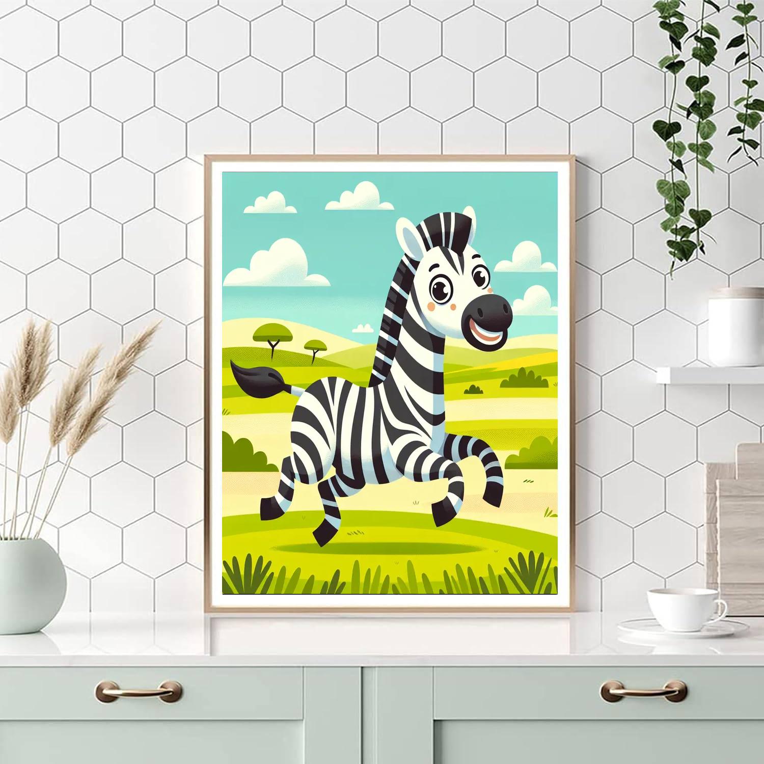 Safari Zebra Chase Paint By Numbers Art