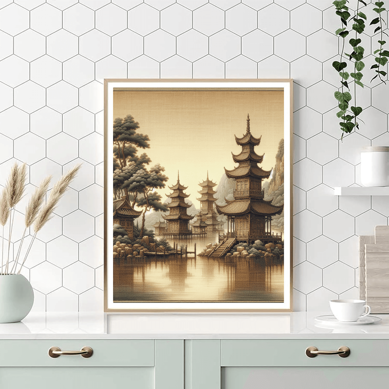 Traditional Asian Landscape Number Painting