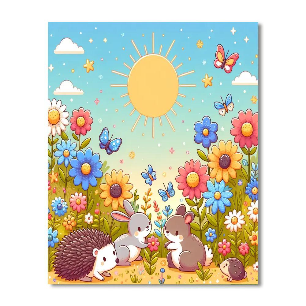Cute Critters In A Cozy Garden Paint By Numbers