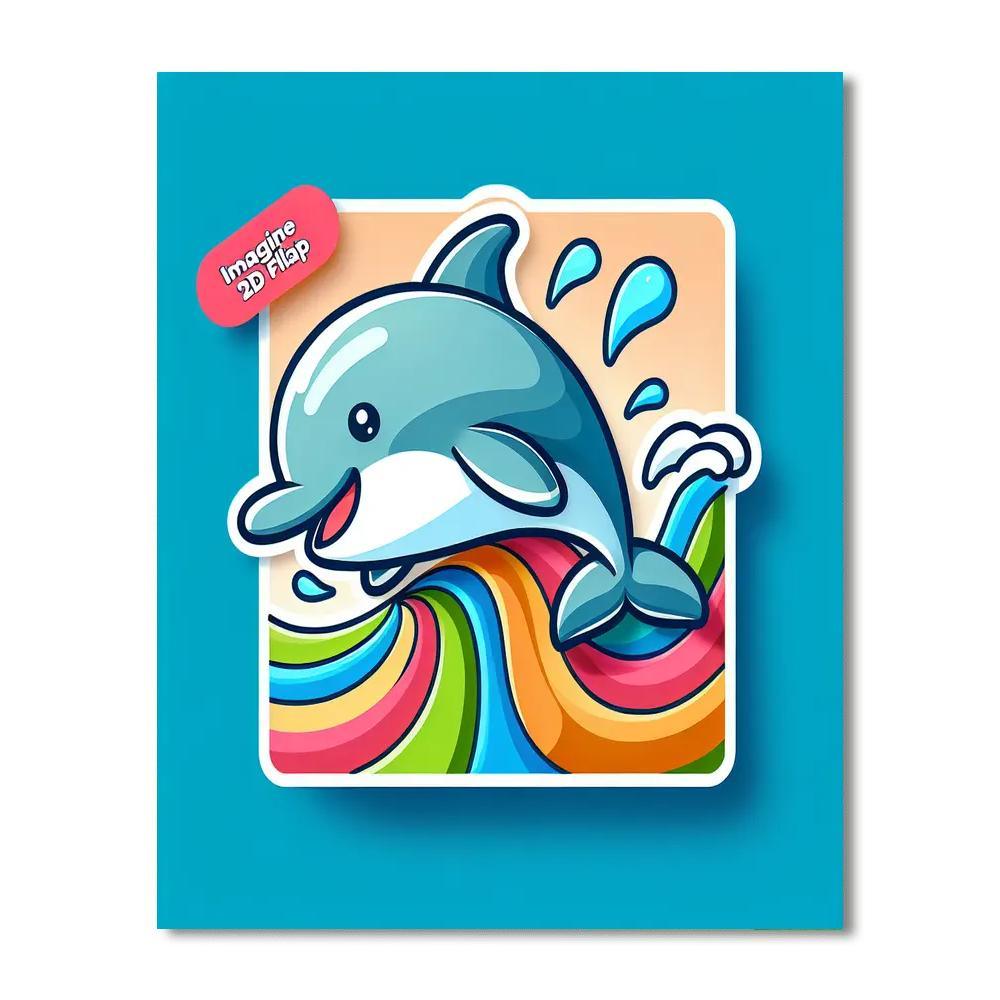 Rainbow Dolphin Waves Paint By Color