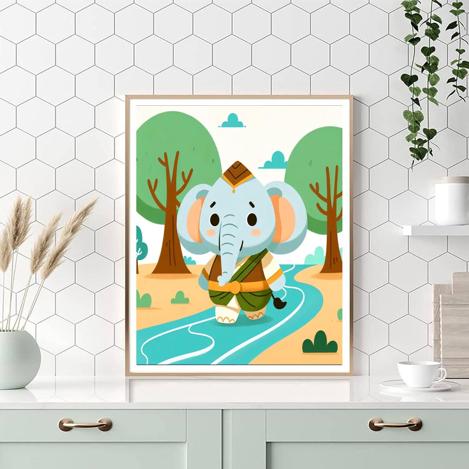 Enlightened Elephant Adventure Painting Number Kit