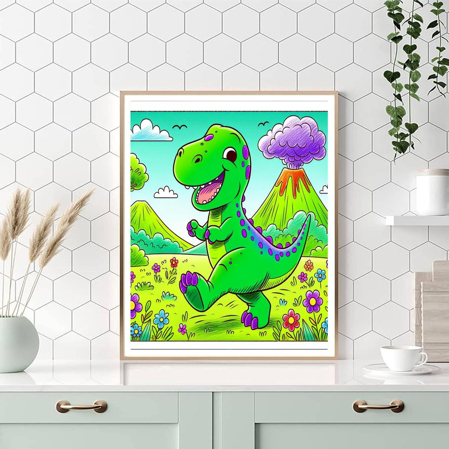 Happy Dinosaur Buddy DIY Paint By Numbers