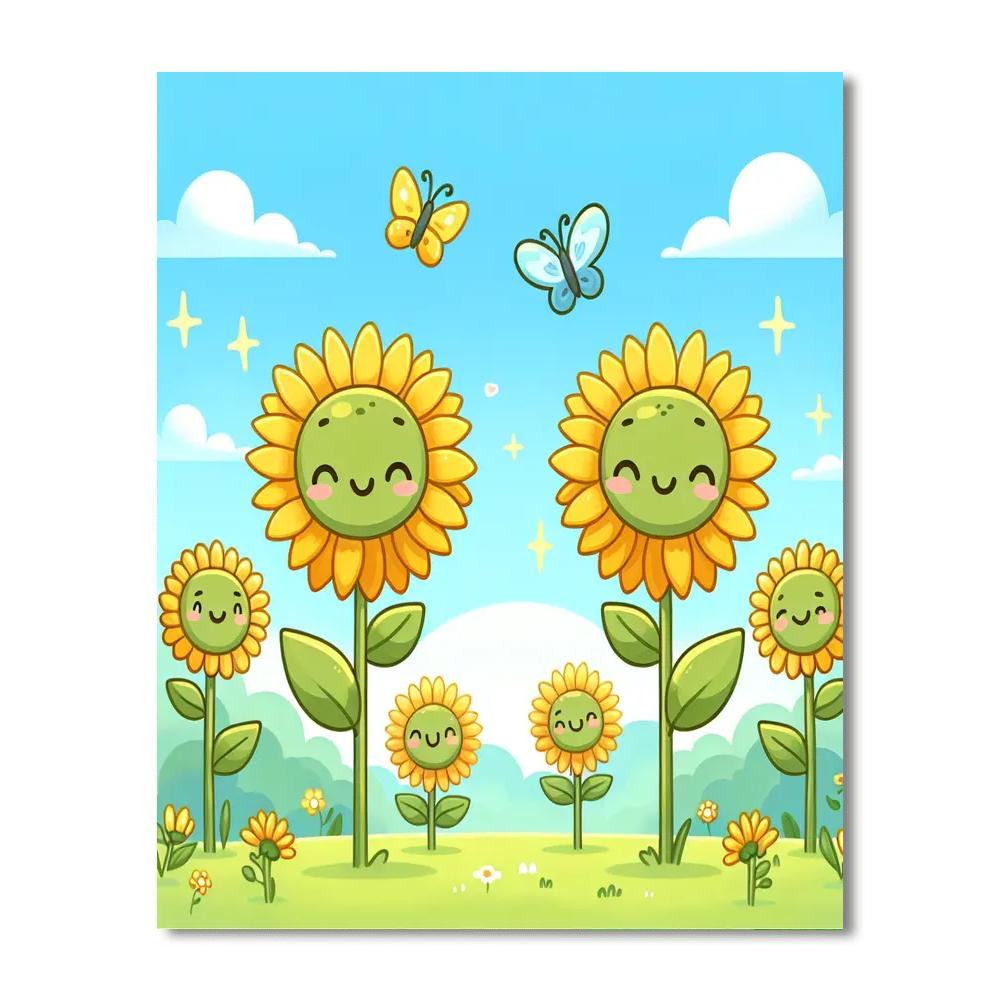 Happy Sunflower Parade Painting By Numbers Kit