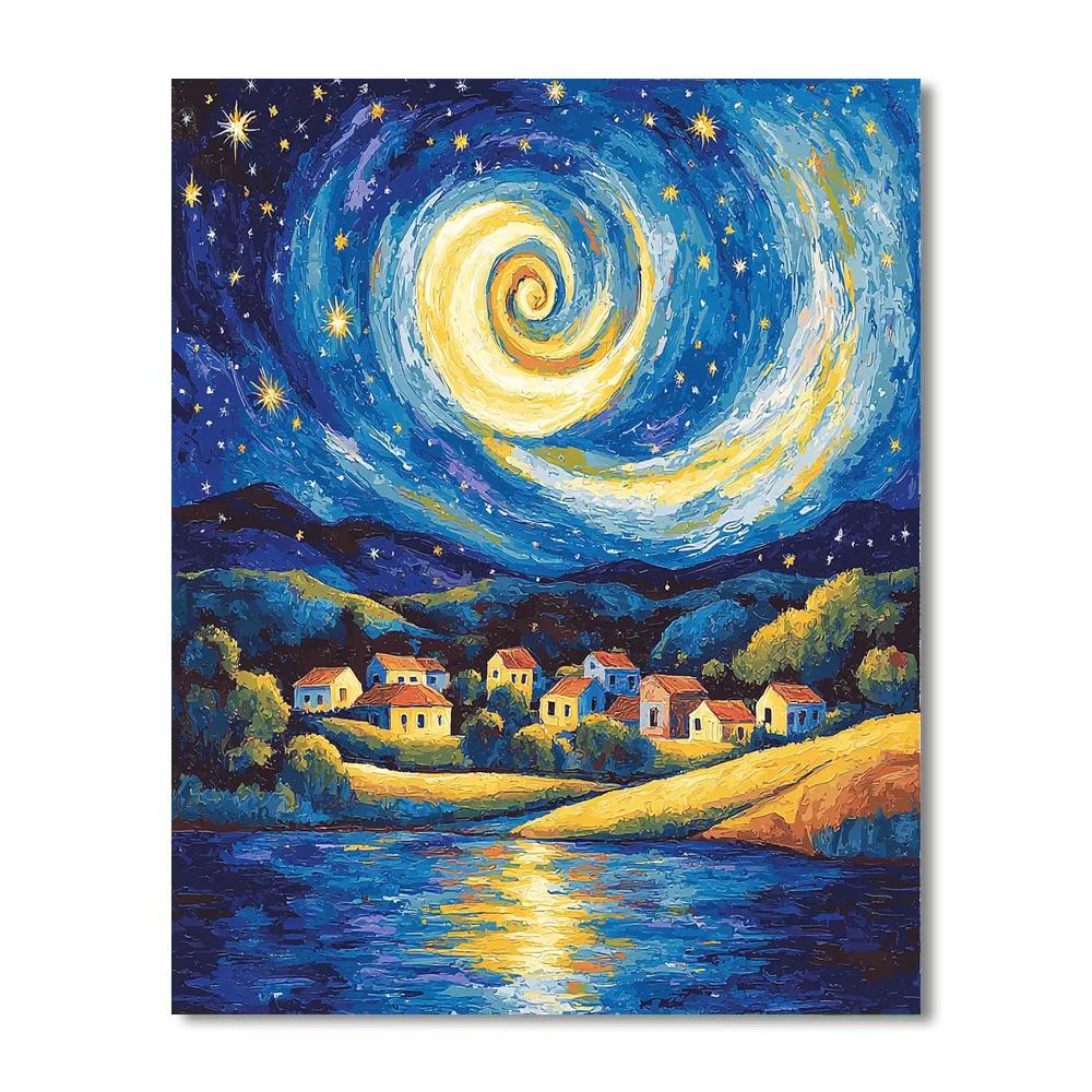 Vincent Van Gogh Inspired Starry Night Landscape  Painting Number Kit