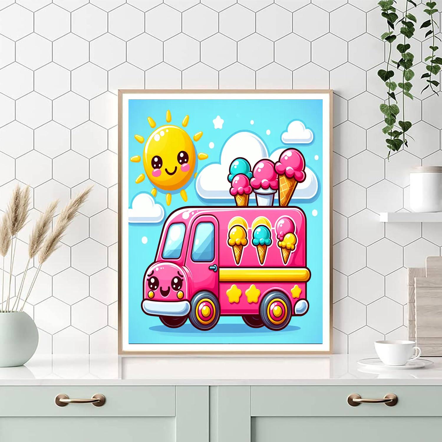 Joyful Ice Cream Truck Painting By Numbers Kit