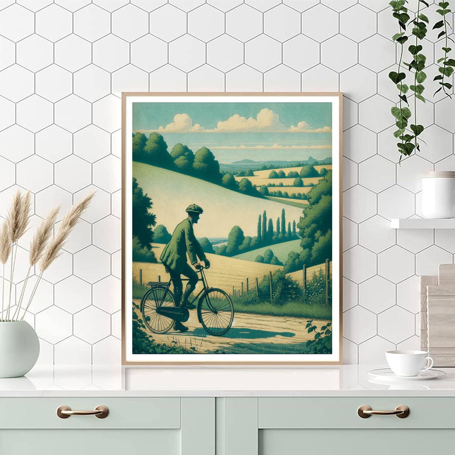 Vintage European Bicycle Tour Paint By Numbers Kits