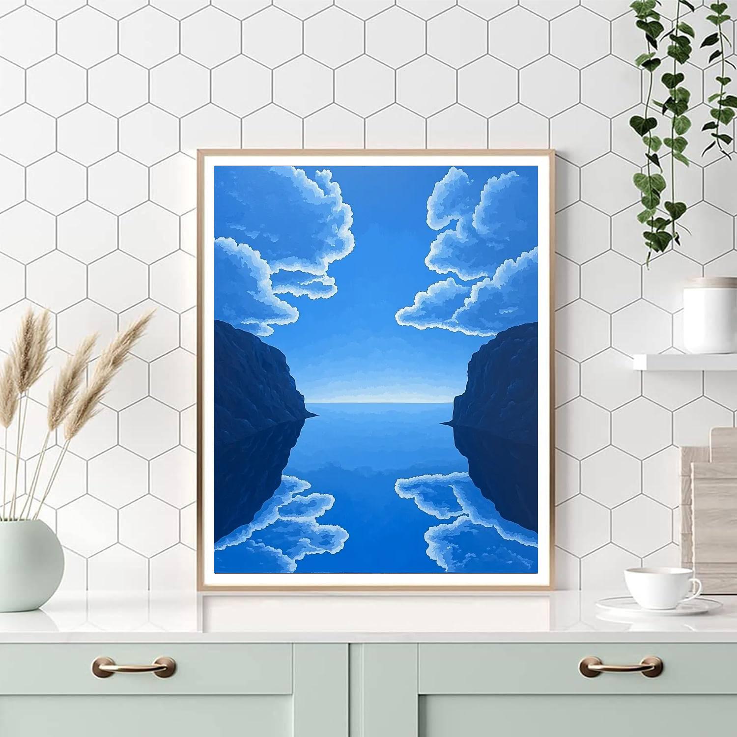 Magritte Inspired Magritte's Mirror Sky  Number Painting