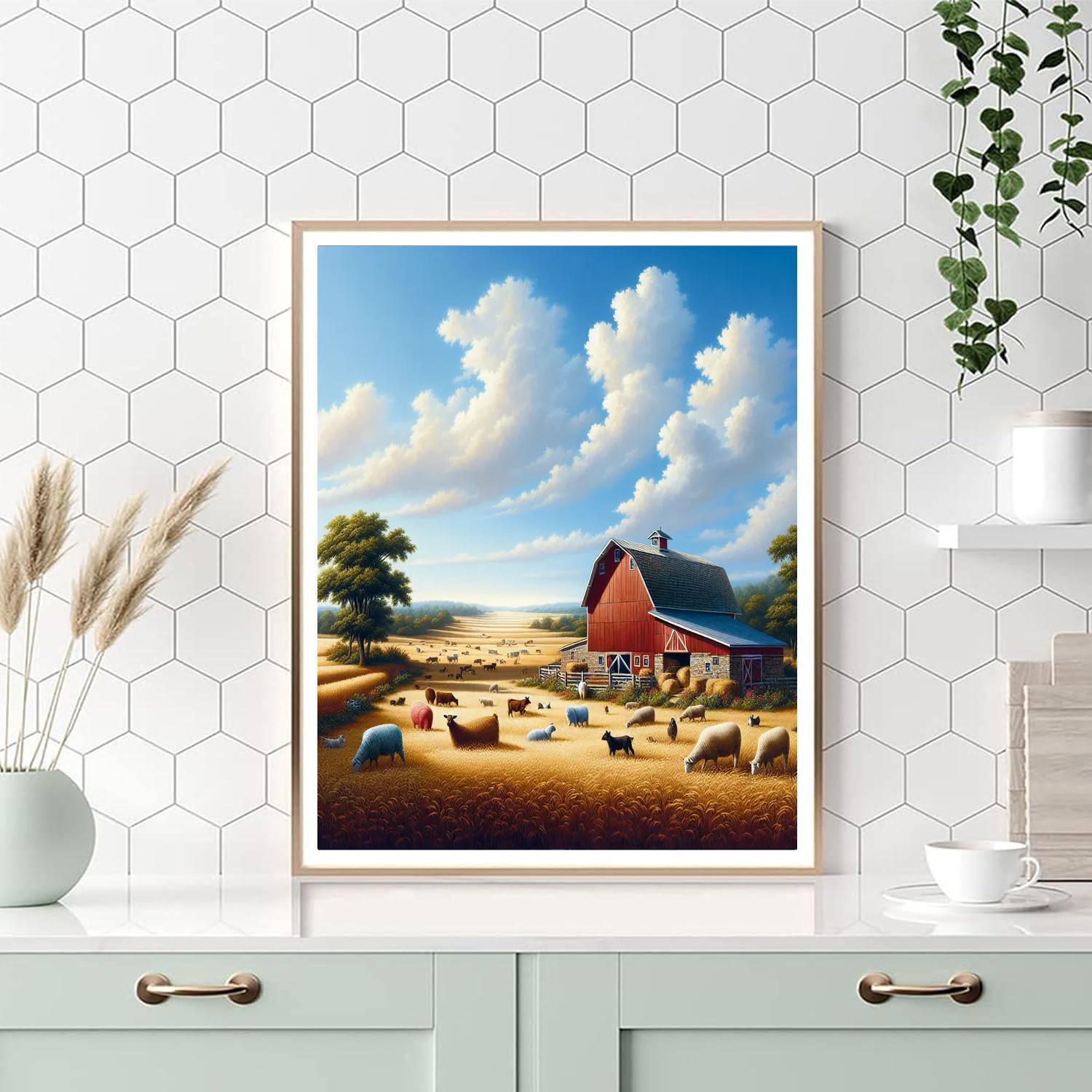 Rustic Barnyard Tranquility Painting Number Kit